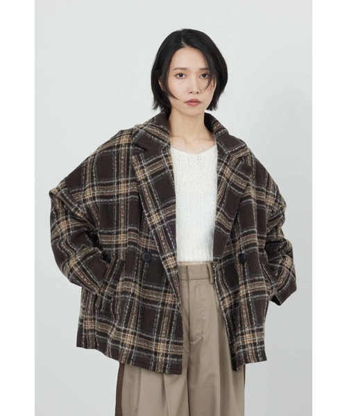 Limue pコート ピーコート チェックピーコート メンズ : ZOZOTOWN