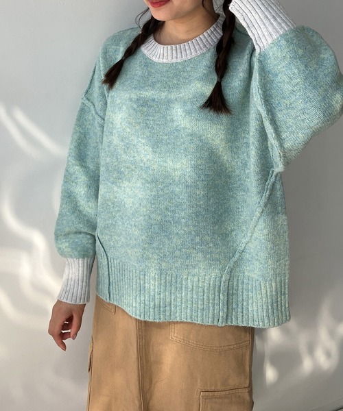 「AS KNOW AS plus」 長袖ニット FREE ミント レディース_画像4