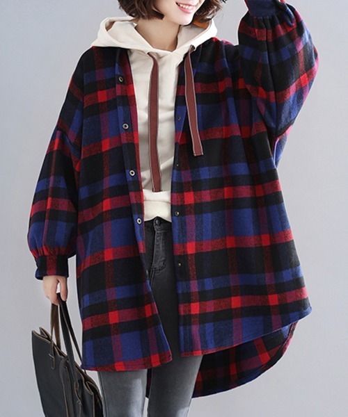 【新品未使用】MINEDENIM チェック フランネルジャケット サイズ4 ブルゾン アウター チェック柄フランネルシャツジャケット レディース