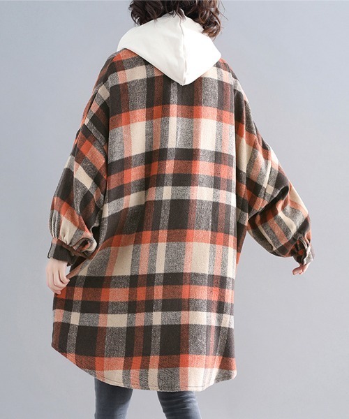 ブルゾン アウター チェック柄フランネルシャツジャケット レディース