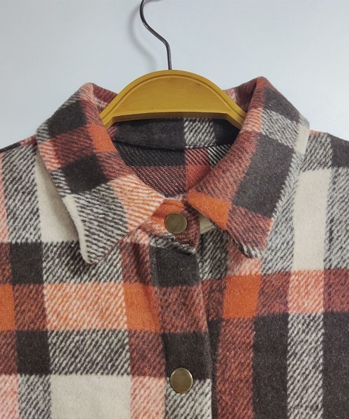 ブルゾン アウター チェック柄フランネルシャツジャケット レディース