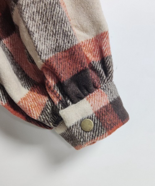 ブルゾン アウター チェック柄フランネルシャツジャケット レディース