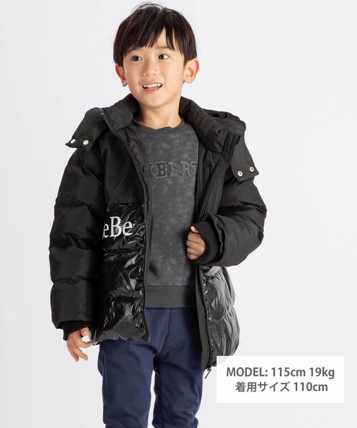 BeBe（ベベ） ダウン アウター 「撥水加工」タフタ切り替えロゴ