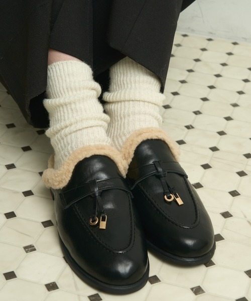 ローファー Fake Leather Loafer Mules/フェイクレザーローファー 