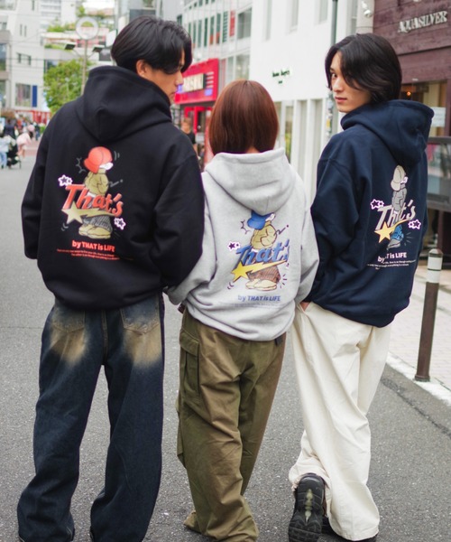 that's Life ブラックジップパーカー L That's life ジップアップパーカー LARGE ブラック メンズ : ZOZOTOWN