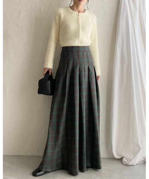 She's Closet ロング スカート Aラインフレアロング丈タックプリーツ