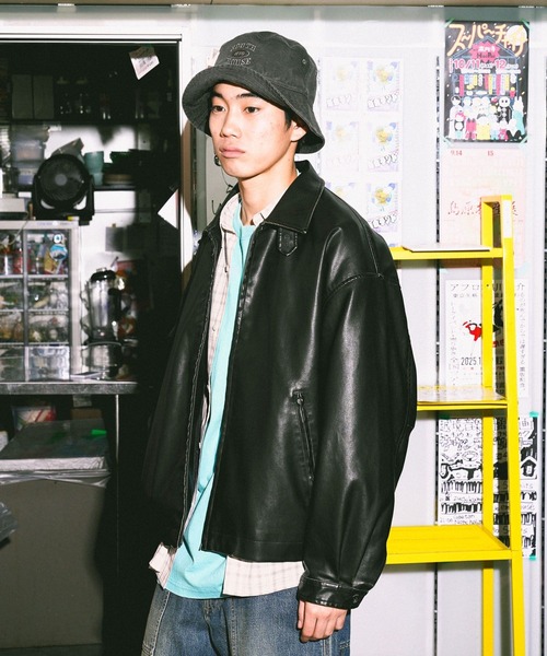 ショートレザーブルゾン セール】 ジップショートブルゾン （レザーブルゾン・ジャケット）｜tk