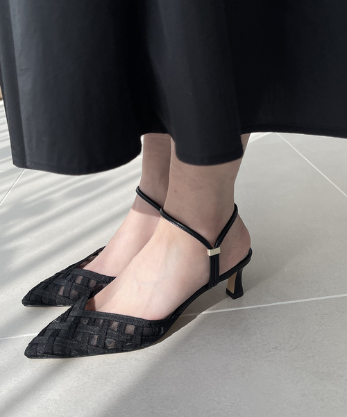 「LE TALON」 ヒールサンダル MEDIUM ブラック×ブラック レディース_画像6