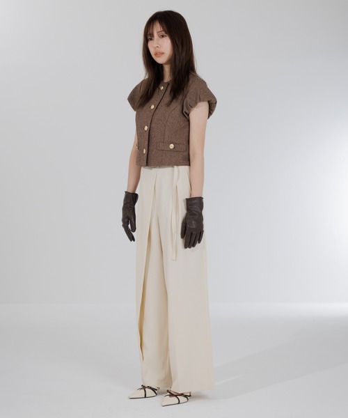 ジャケット・アウター SENEE tweed balloon sleeve jacket ジャケット ノーカラージャケット tweed balloon sleeve jacket