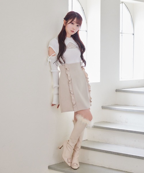 Rose Muse（ロゼミューズ） スカート Switching raffle tight skirt