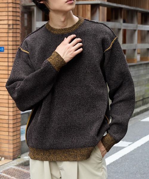 「MONO-MART」 長袖ニット L ネイビー メンズ_画像2