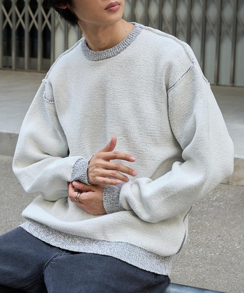 「MONO-MART」 長袖ニット L ネイビー メンズ_画像4