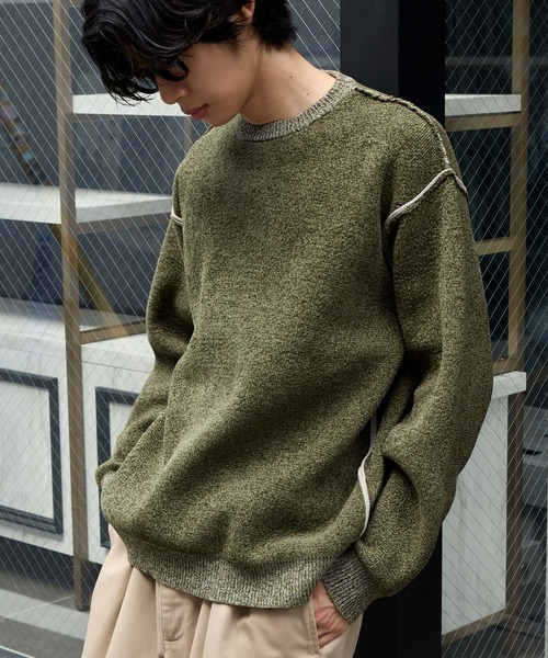 「MONO-MART」 長袖ニット L ネイビー メンズ_画像5