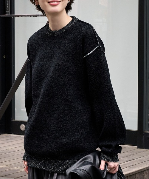 「MONO-MART」 長袖ニット L ネイビー メンズ_画像9