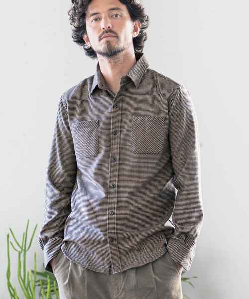 「CAMBIO」 長袖シャツ L ブラウン メンズ_画像2