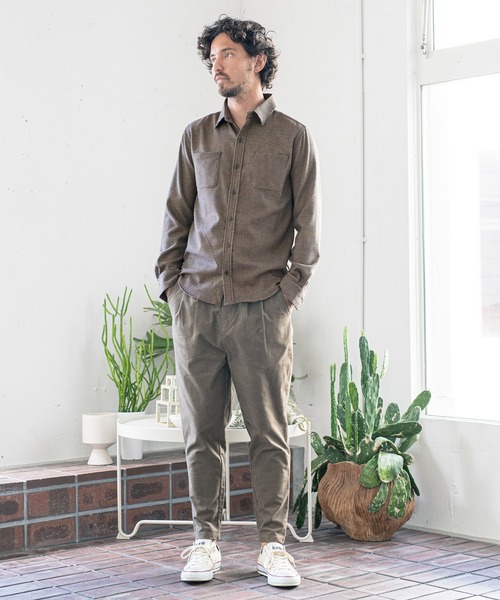 「CAMBIO」 長袖シャツ L ブラウン メンズ_画像3