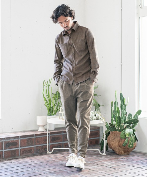 「CAMBIO」 長袖シャツ L ブラウン メンズ_画像4