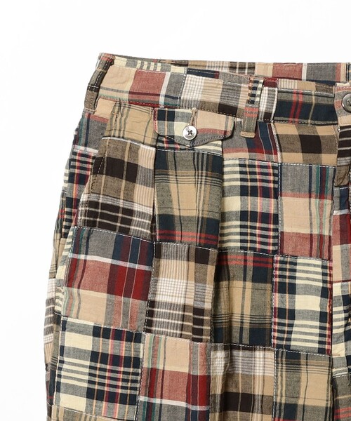 ワイドパンツ パンツ 2 Pleats Trousers Patchwork Madras メンズの画像