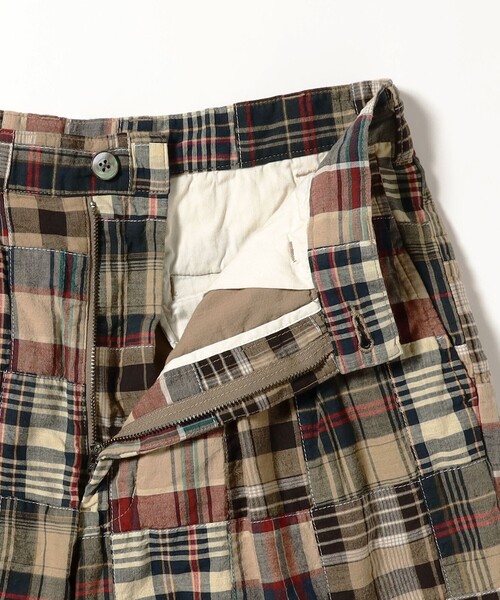 ワイドパンツ パンツ 2 Pleats Trousers Patchwork Madras メンズの画像
