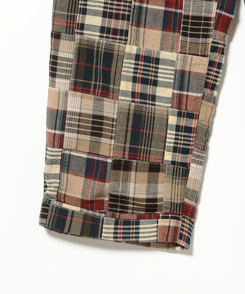 ワイドパンツ パンツ 2 Pleats Trousers Patchwork Madras メンズの画像