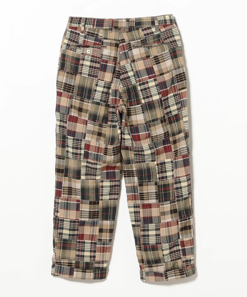 ワイドパンツ パンツ 2 Pleats Trousers Patchwork Madras メンズの画像