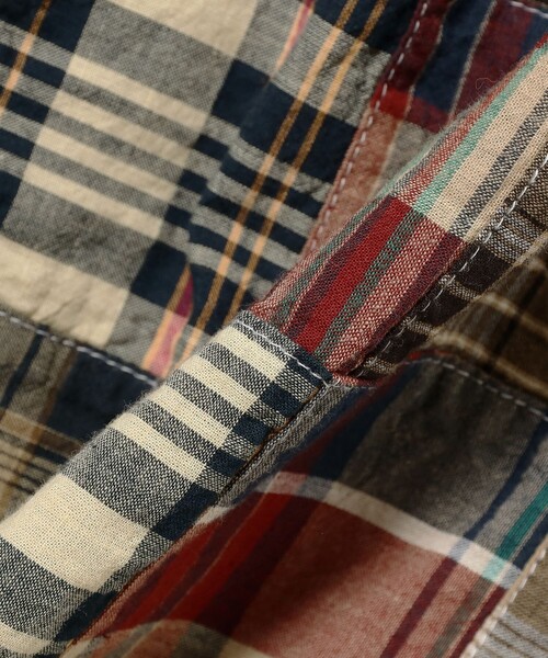 ワイドパンツ パンツ 2 Pleats Trousers Patchwork Madras メンズの画像