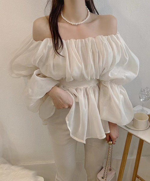 「Jasmine Grandiflorum」 長袖ブラウス FREE ホワイト レディース_画像4