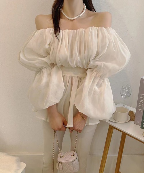 「Jasmine Grandiflorum」 長袖ブラウス FREE ホワイト レディース_画像7