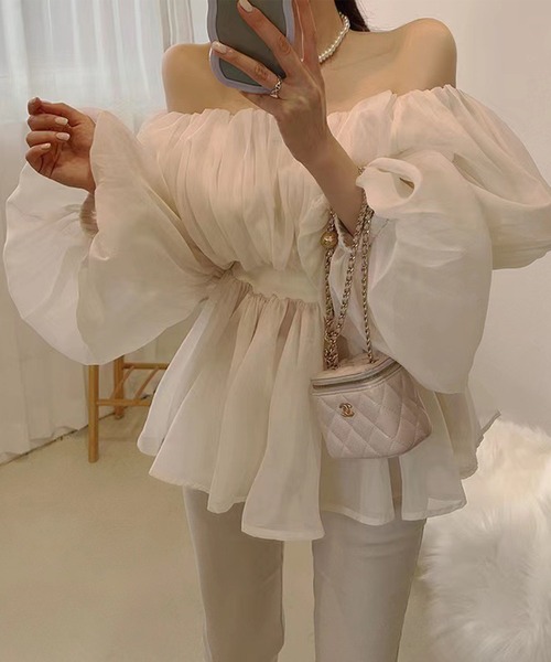 「Jasmine Grandiflorum」 長袖ブラウス FREE ホワイト レディース_画像8