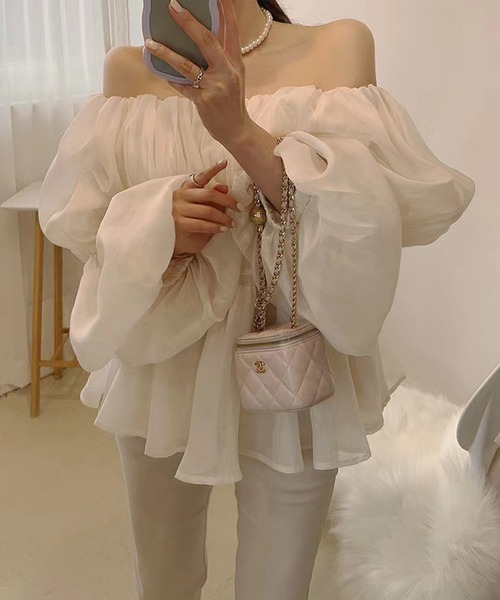 「Jasmine Grandiflorum」 長袖ブラウス FREE ホワイト レディース_画像9