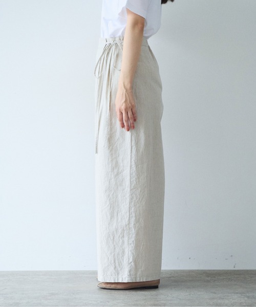 yuni ワイドパンツ パンツ 高密度Cotton/Linen high waist wrap パンツ