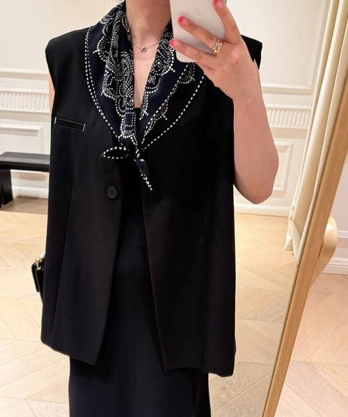 SEU ベスト ジレ ノーカラージレ ノーカラーロングジレ ノーカラー