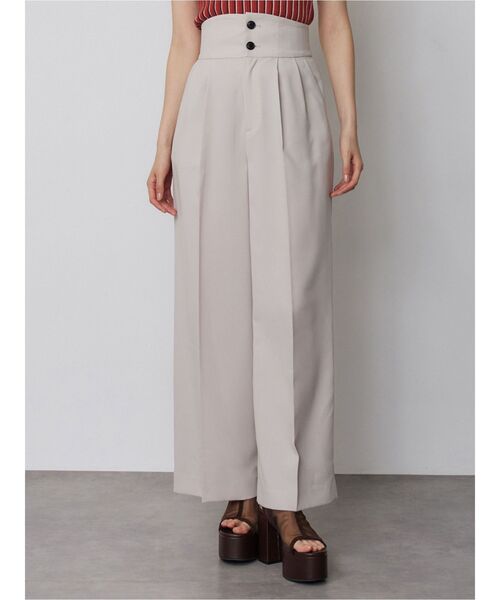 ワイドパンツ スラックス パンツ 「接触冷感」ハイウエストセンプレワイドパンツ「セットアップ着用可」　夏服 レディースの画像