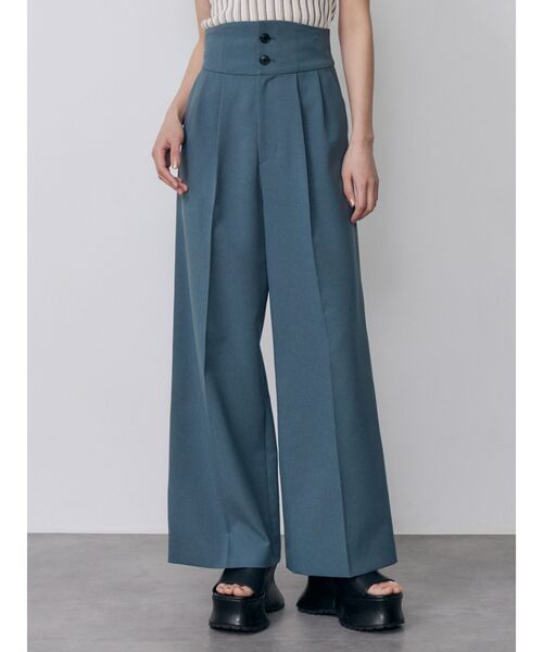ワイドパンツ スラックス パンツ 「接触冷感」ハイウエストセンプレワイドパンツ「セットアップ着用可」　夏服 レディースの画像