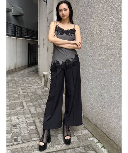 ワイドパンツ スラックス パンツ 「接触冷感」ハイウエストセンプレワイドパンツ「セットアップ着用可」　夏服 レディースの画像