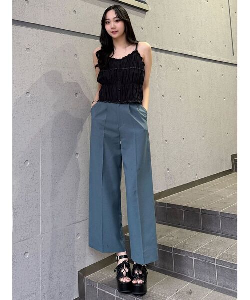ワイドパンツ スラックス パンツ 「接触冷感」ハイウエストセンプレワイドパンツ「セットアップ着用可」　夏服 レディースの画像