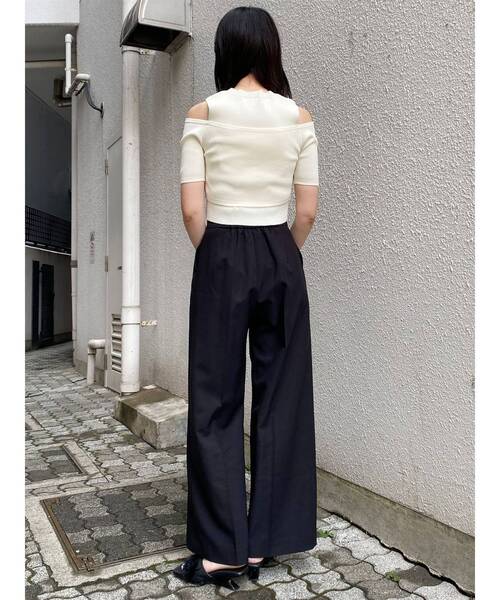 ワイドパンツ スラックス パンツ 「接触冷感」ハイウエストセンプレワイドパンツ「セットアップ着用可」　夏服 レディースの画像