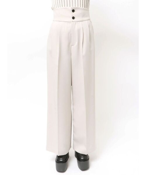 ワイドパンツ スラックス パンツ 「接触冷感」ハイウエストセンプレワイドパンツ「セットアップ着用可」　夏服 レディースの画像