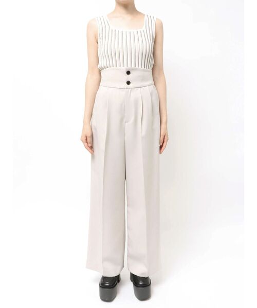 ワイドパンツ スラックス パンツ 「接触冷感」ハイウエストセンプレワイドパンツ「セットアップ着用可」　夏服 レディースの画像