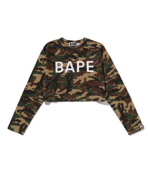 tシャツ GLITCH WOODLAND CAMO BAPE CROPPED L/S TEE レディースの画像