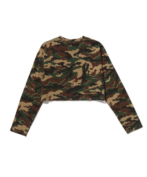 tシャツ GLITCH WOODLAND CAMO BAPE CROPPED L/S TEE レディースの画像