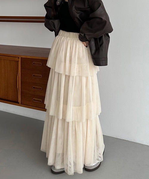 「callautia」 フリルスカート MEDIUM ブラウン レディース_画像7