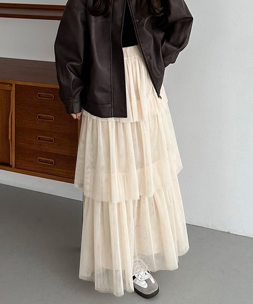 「callautia」 フリルスカート MEDIUM ブラウン レディース_画像8