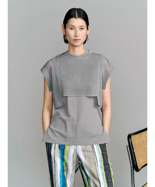 UN3D.（アンスリード） ニット セーター SHEER SHORT KT TOP / シアー