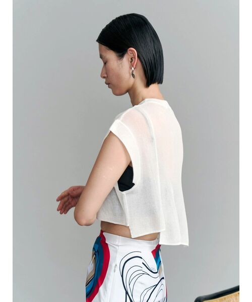 UN3D.（アンスリード） ニット セーター SHEER SHORT KT TOP / シアー