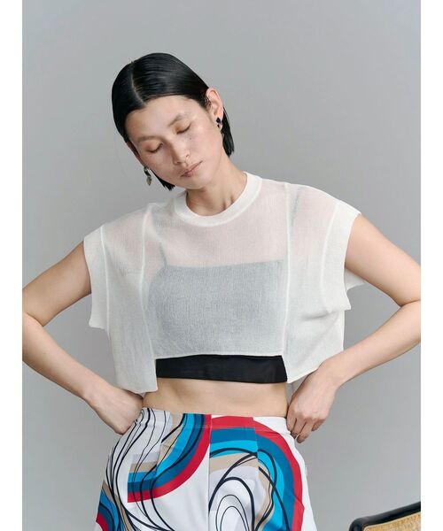 UN3D./アンスリード SHORT KT TOPショート丈ニット トップス新品【フリー】【LKNA74514】 UN3D.（アンスリード）の「SHORT KT TOP / ショートニットトップ
