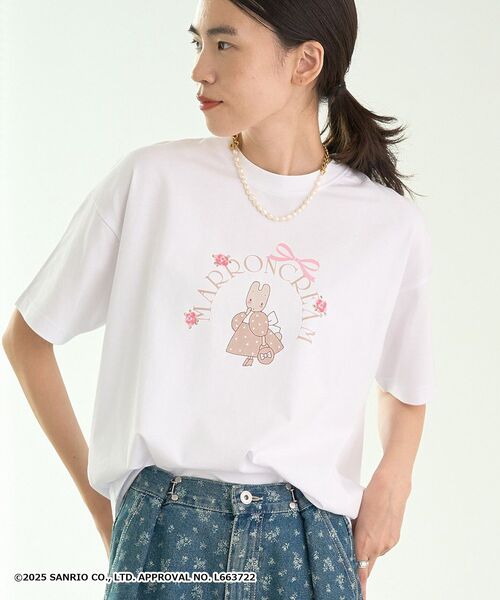 マロンクリーム  クロエレース  ホワイトＴシャツ merry jenny(メリージェニー)」サンリオのキャラクター「マロン