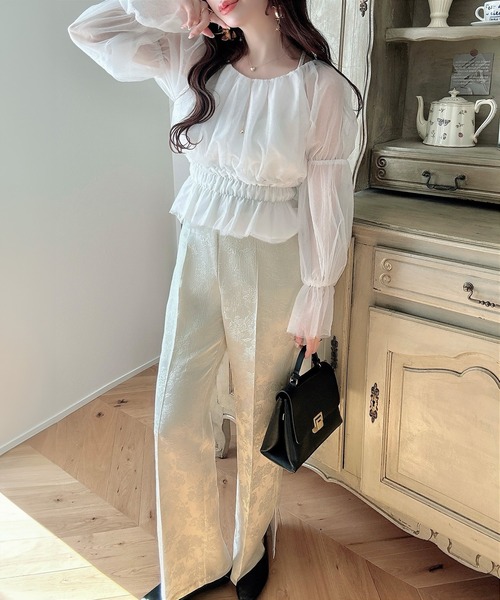 「Meiru」 スラックス SMALL アイボリー レディース_画像5