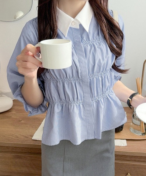 「mily bilet」 半袖シャツ MEDIUM オフホワイト レディース_画像8