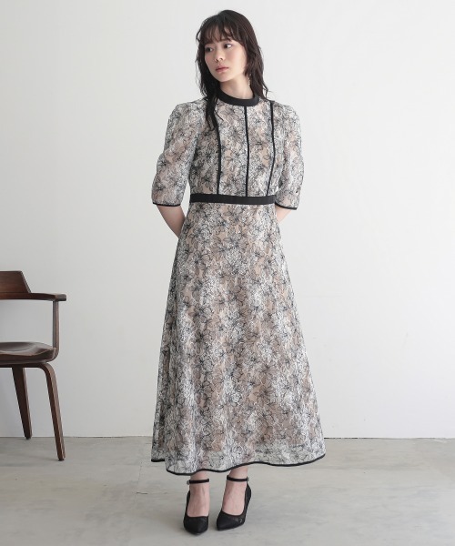 「Jolie et Jolie」 半袖ワンピース LL ブラック レディース_画像2